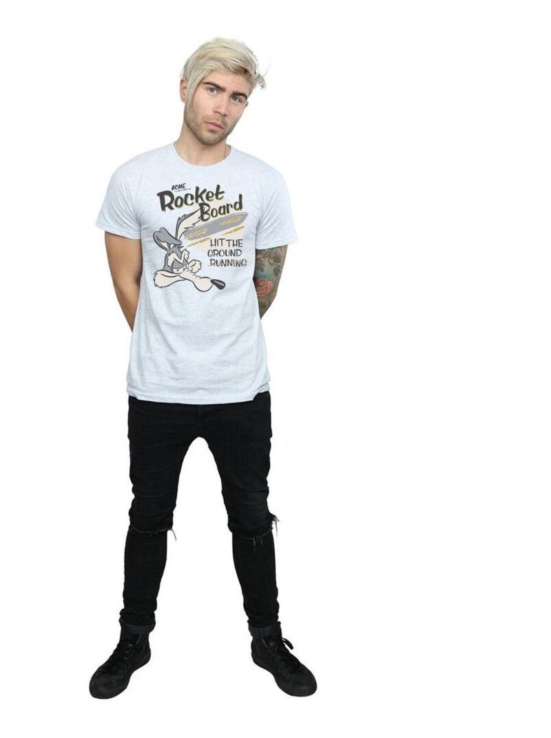 Looney Tunes - T-shirt ROCKET BOARD Gris chiné - Kiabi