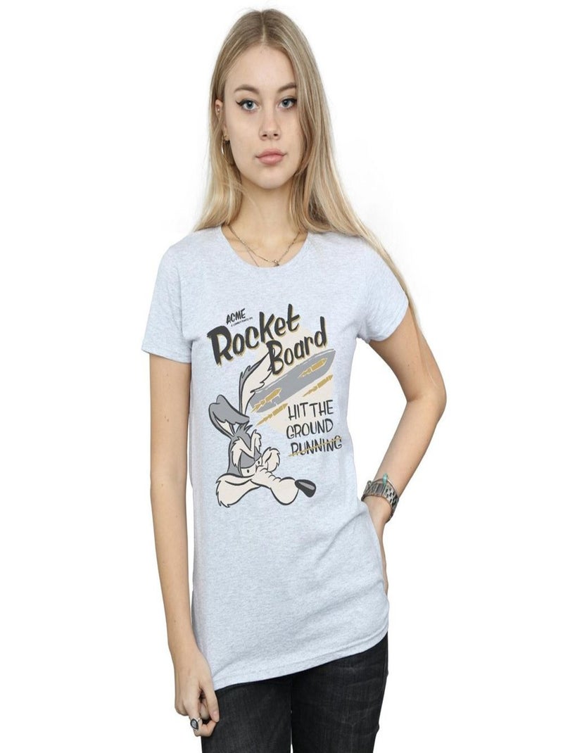 Looney Tunes - T-shirt ROCKET BOARD Gris chiné - Kiabi