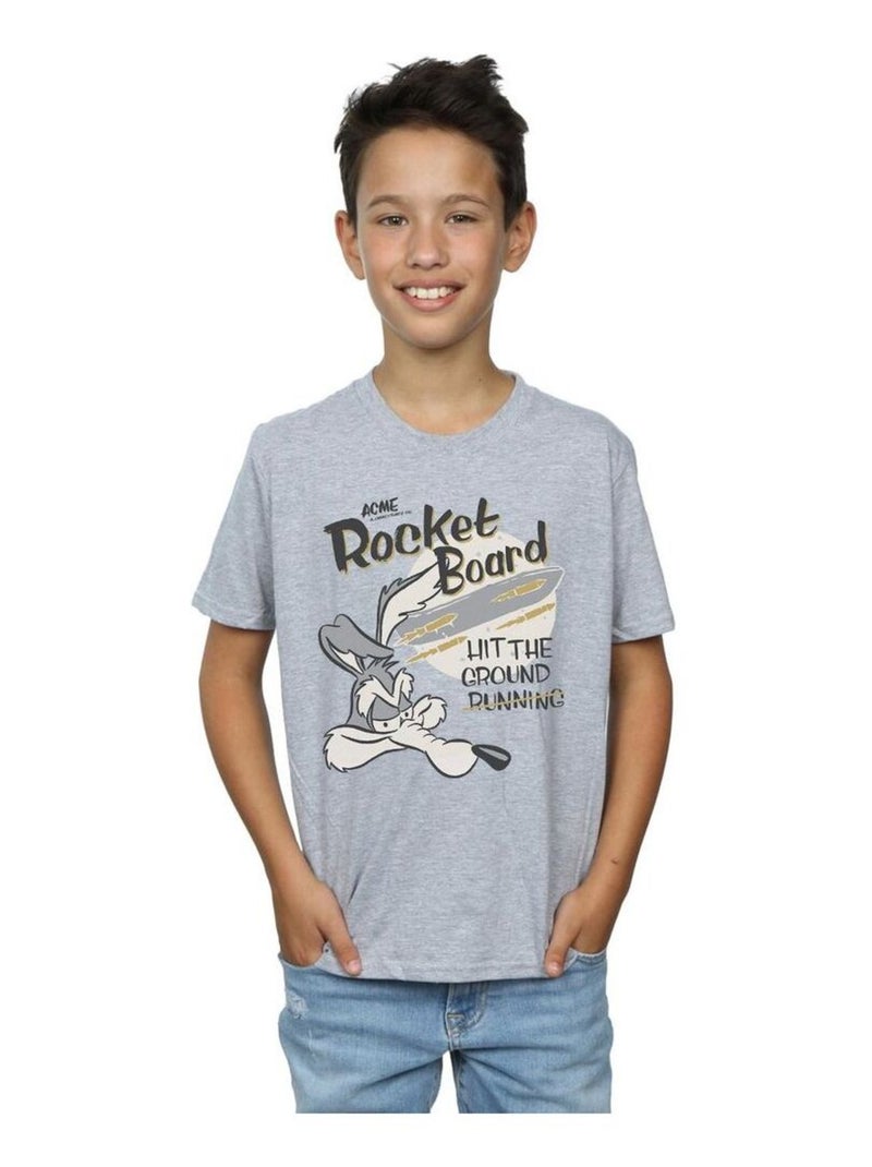 Looney Tunes - T-shirt ROCKET BOARD Gris chiné - Kiabi