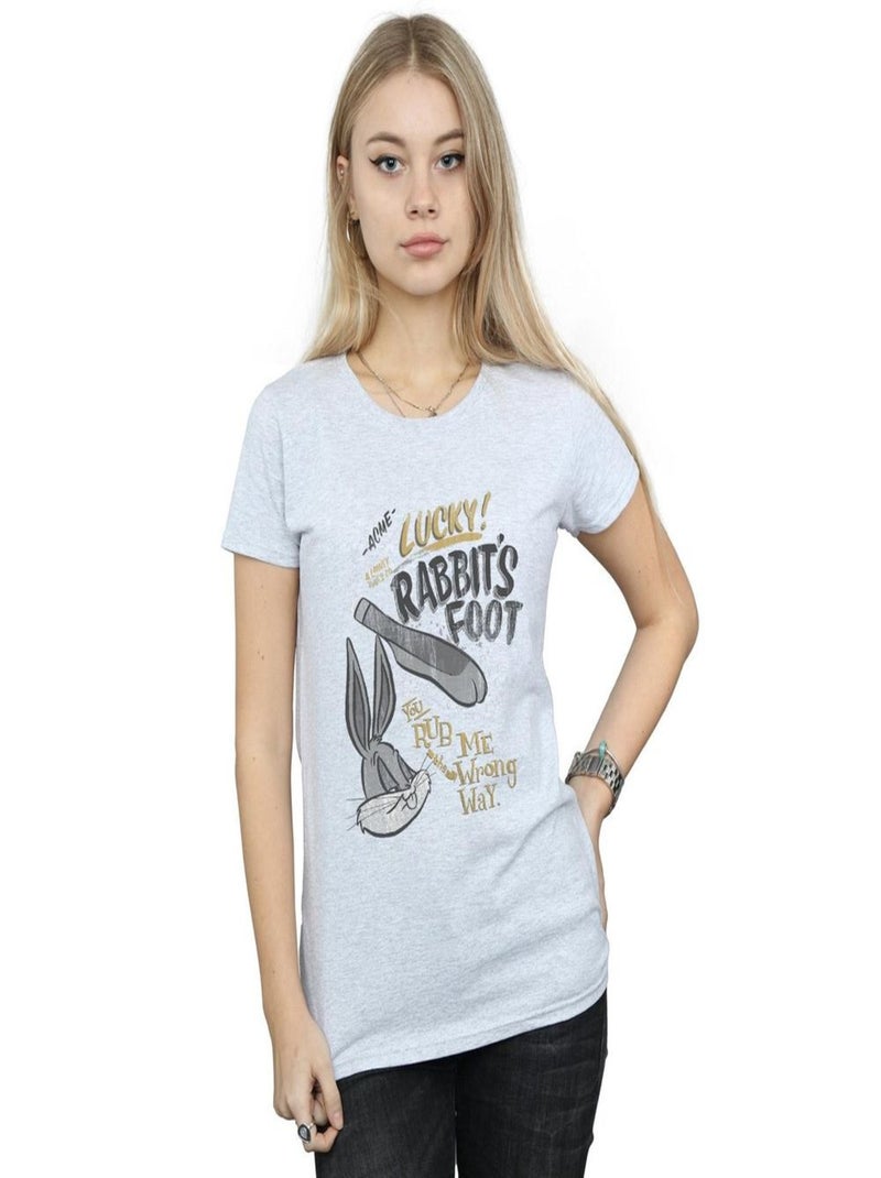 Looney Tunes - T-shirt RUB ME THE WRONG WAY Gris chiné - Kiabi