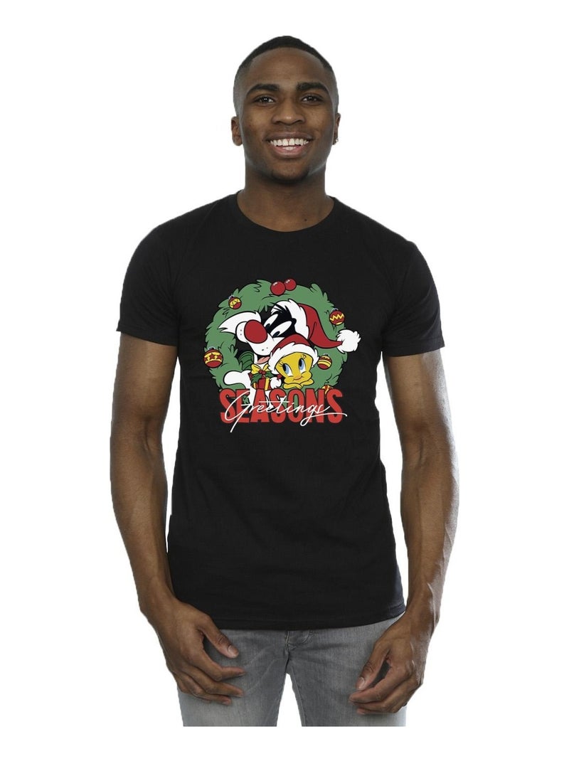Looney Tunes - T-shirt SEASONS GREETINGS Noir - Kiabi