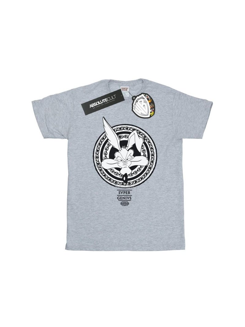Looney Tunes - T-shirt SUPER GENIUS Gris chiné - Kiabi