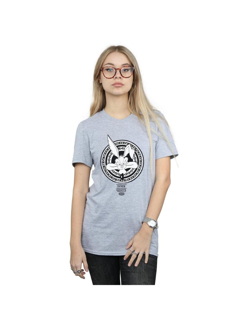 Looney Tunes - T-shirt SUPER GENIUS Gris chiné - Kiabi