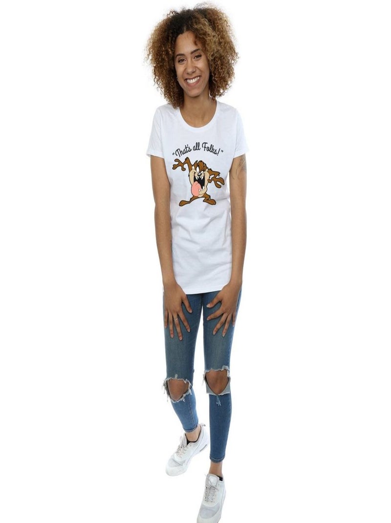 Looney Tunes - T-shirt THAT´S ALL FOLKS Blanc - Kiabi