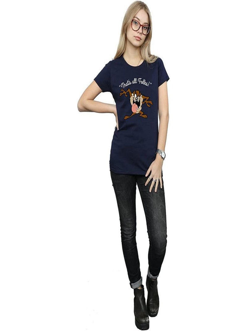 Looney Tunes - T-shirt THAT´S ALL FOLKS Bleu marine - Kiabi