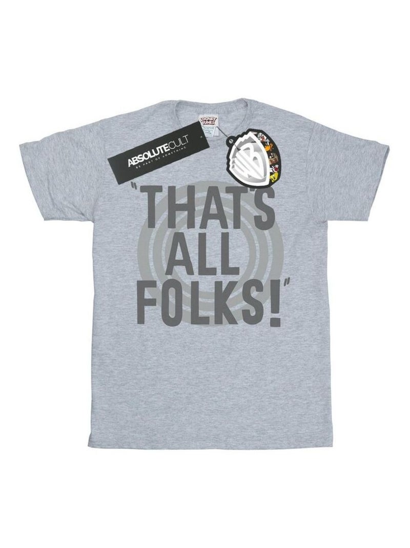 Looney Tunes - T-shirt THAT'S ALL FOLKS Gris chiné - Kiabi