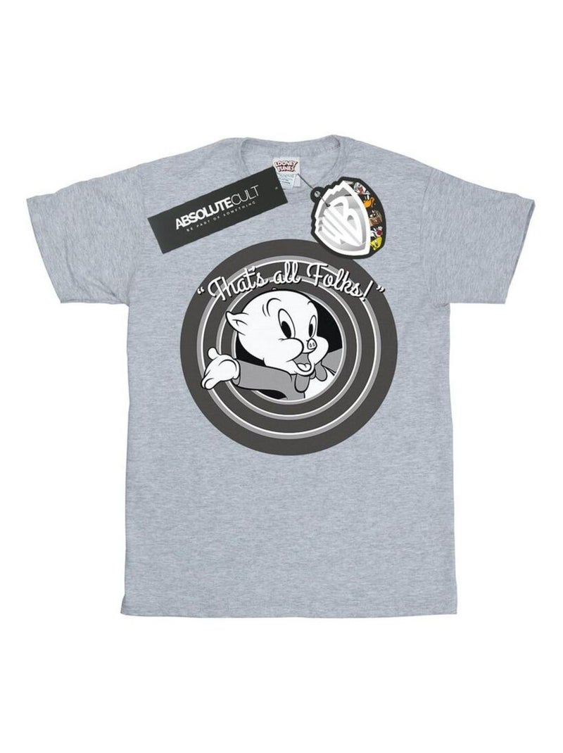 Looney Tunes - T-shirt THAT´S ALL FOLKS Gris chiné - Kiabi