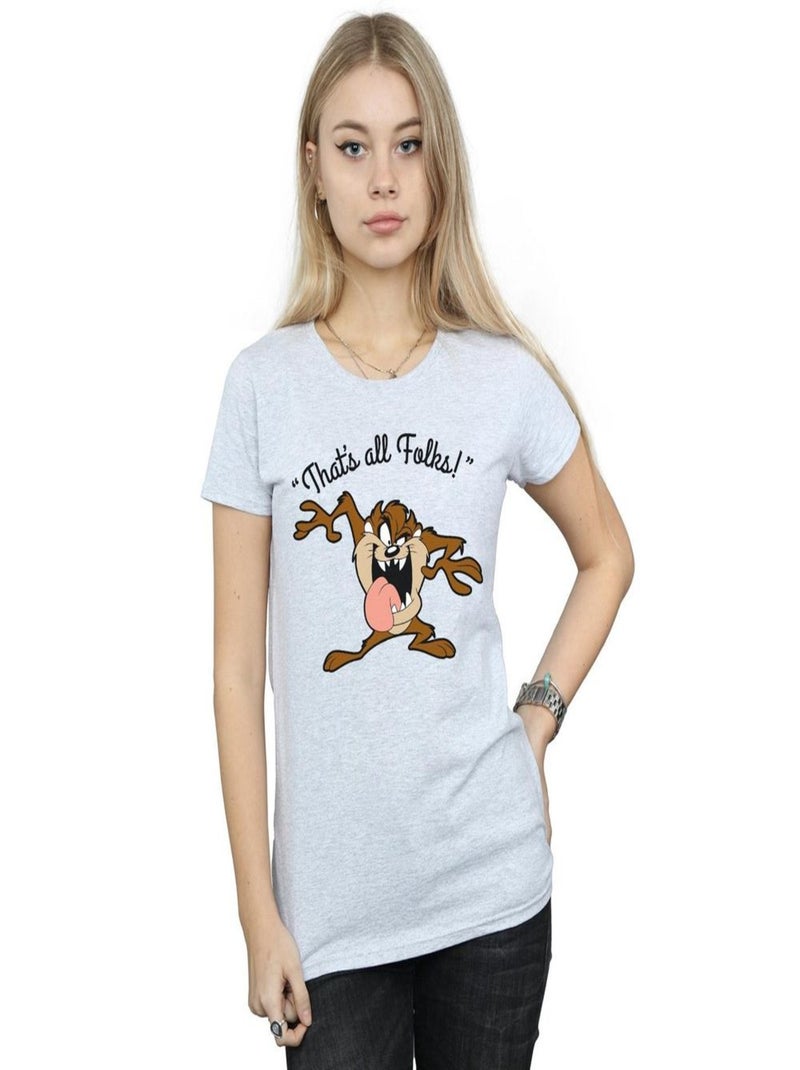 Looney Tunes - T-shirt THAT´S ALL FOLKS Gris chiné - Kiabi