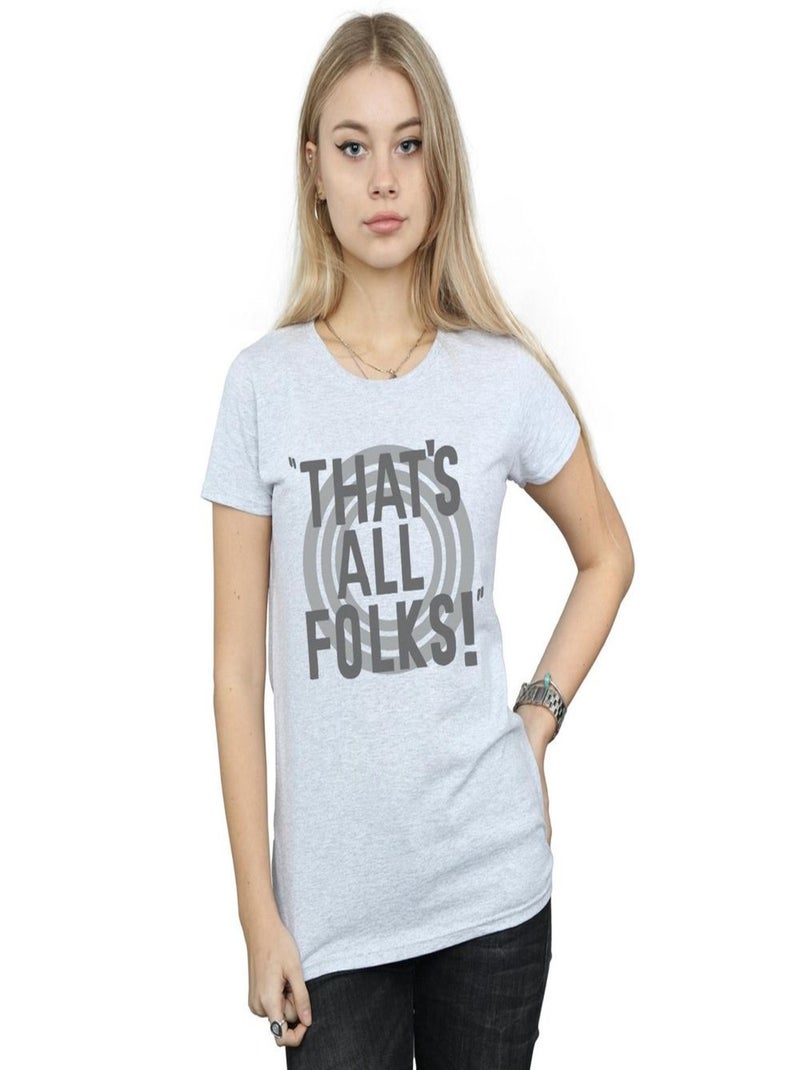 Looney Tunes - T-shirt THAT'S ALL FOLKS Gris chiné - Kiabi