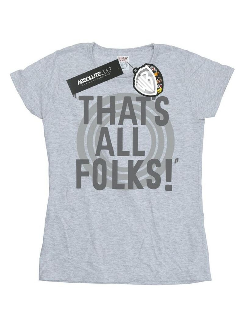 Looney Tunes - T-shirt THAT'S ALL FOLKS Gris chiné - Kiabi