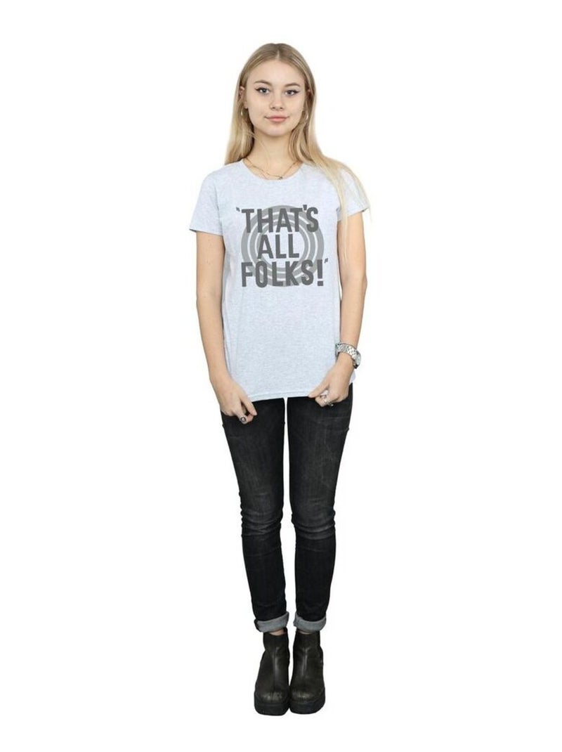 Looney Tunes - T-shirt THAT'S ALL FOLKS Gris chiné - Kiabi