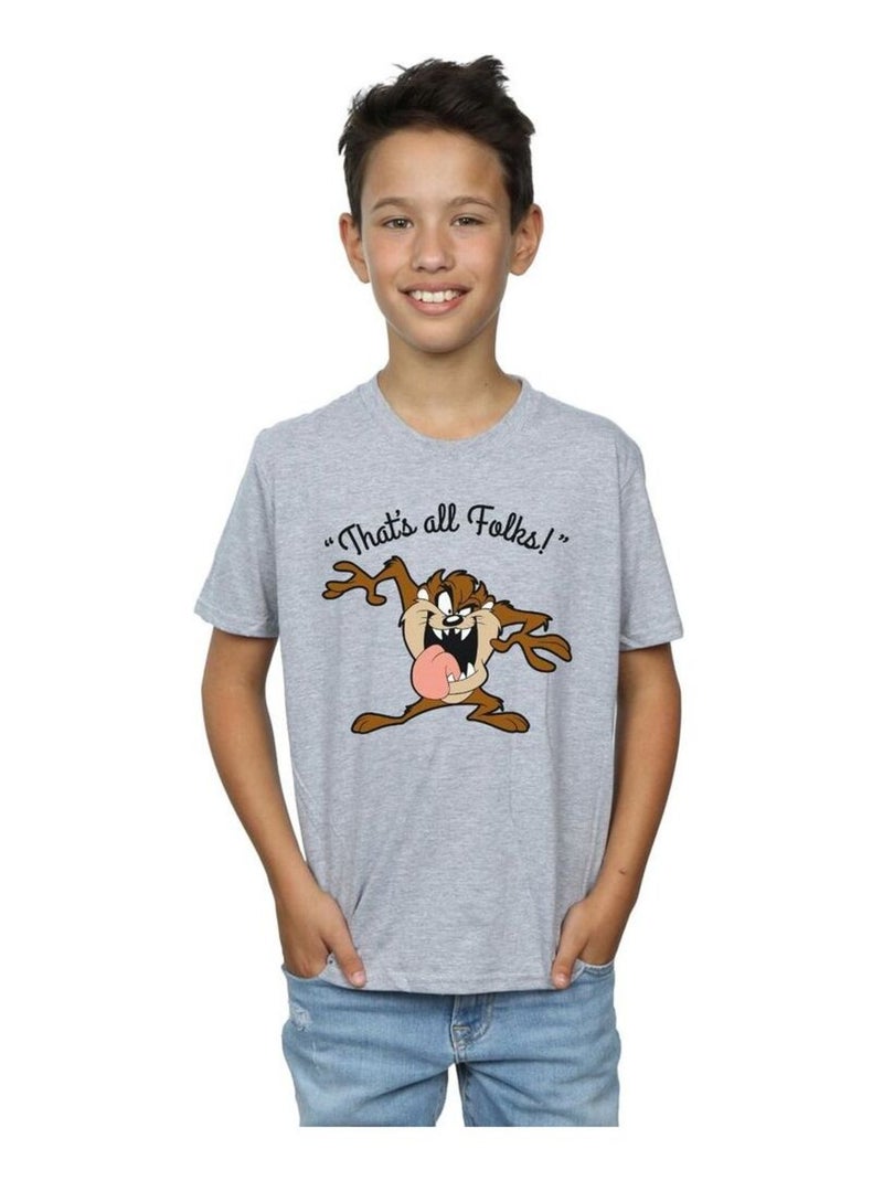 Looney Tunes - T-shirt THAT'S ALL FOLKS Gris chiné - Kiabi