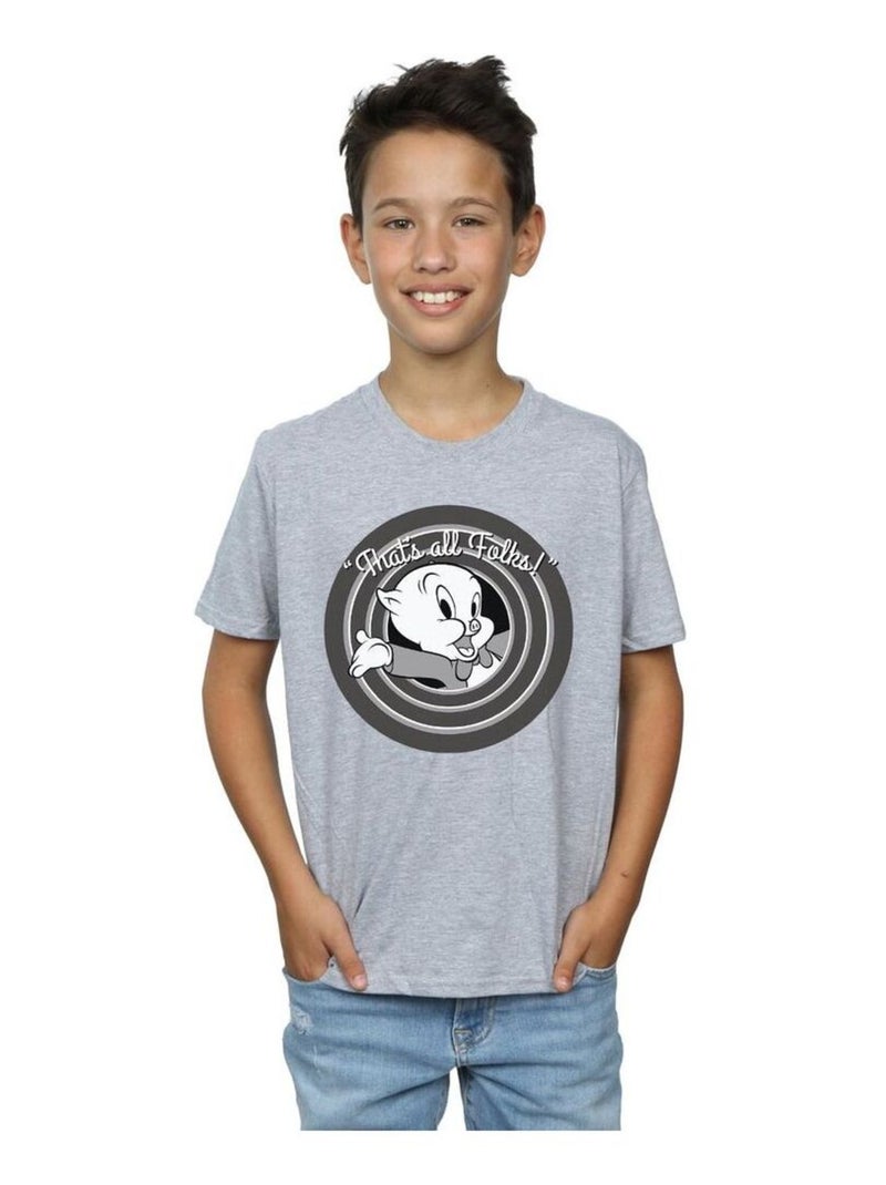 Looney Tunes - T-shirt THAT´S ALL FOLKS Gris chiné - Kiabi