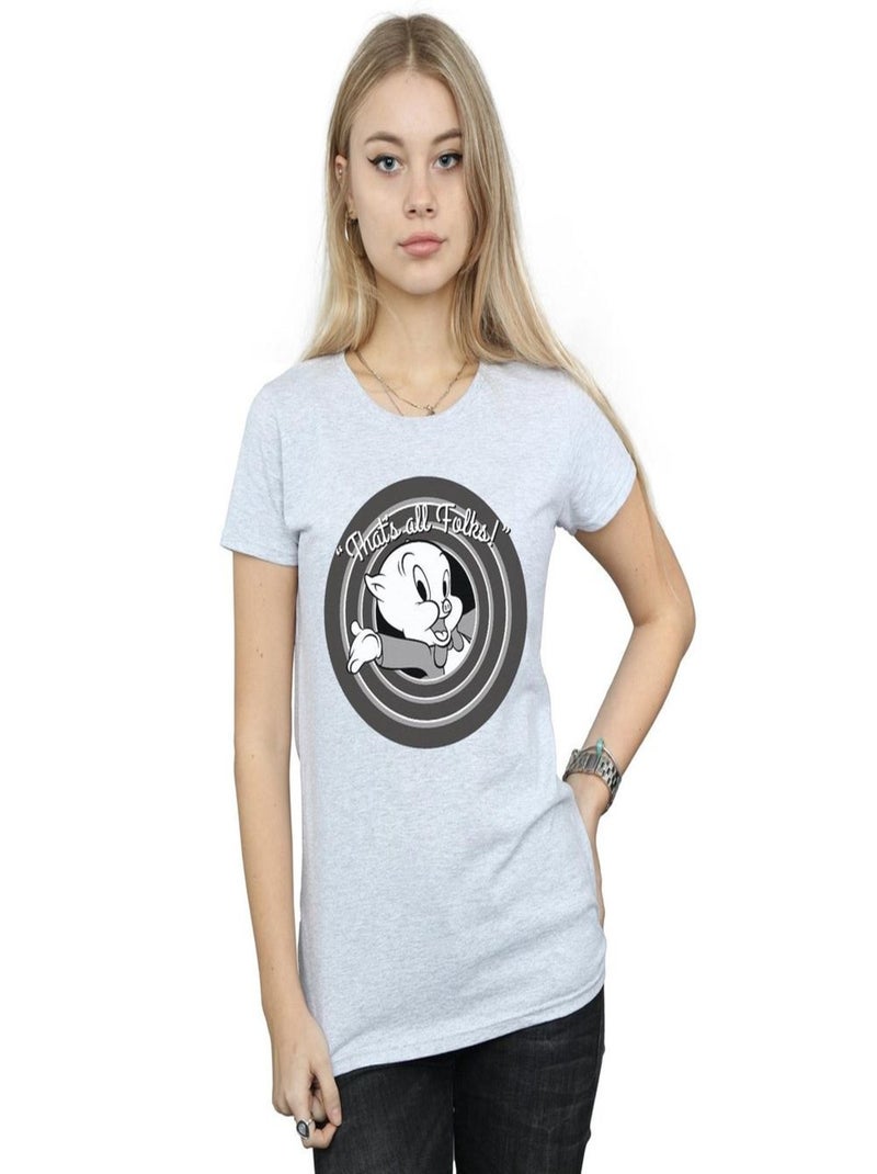 Looney Tunes - T-shirt THAT'S ALL FOLKS Gris chiné - Kiabi