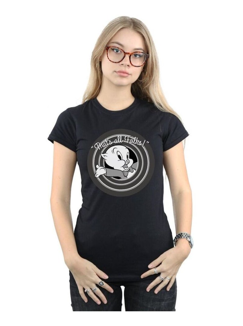 Looney Tunes - T-shirt THAT'S ALL FOLKS Noir - Kiabi