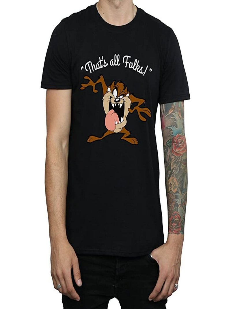 Looney Tunes - T-shirt THAT´S ALL FOLKS (Taz) Noir - Kiabi