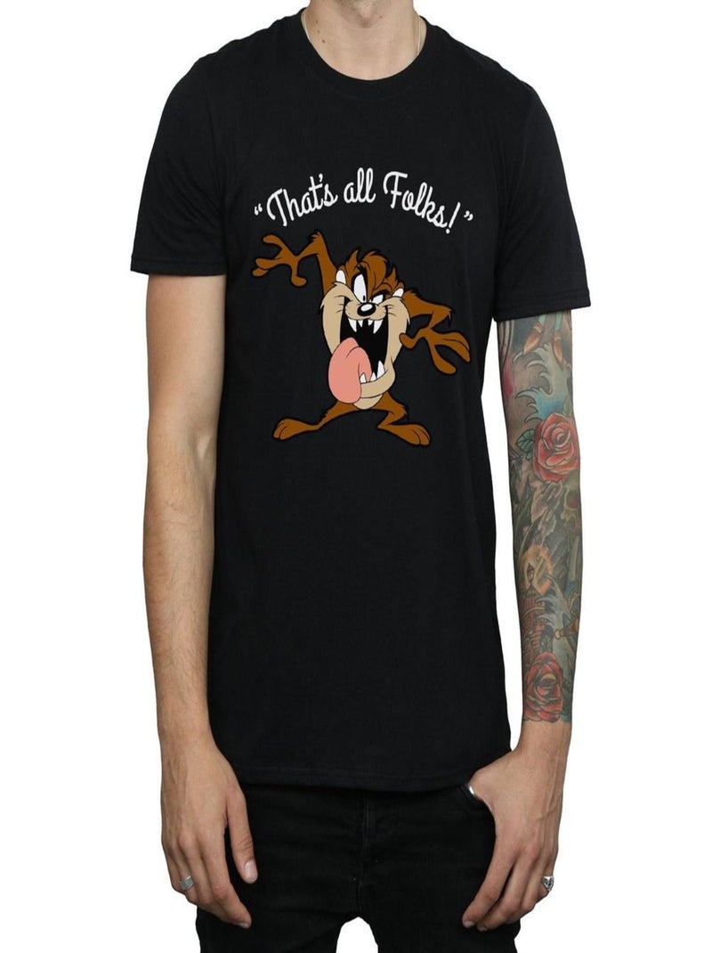 Looney Tunes - T-shirt THAT´S ALL FOLKS (Taz) Noir - Kiabi