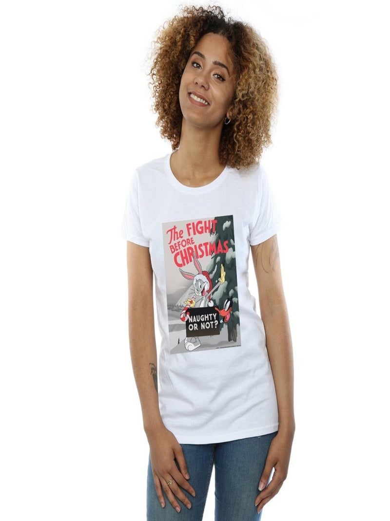 Looney Tunes - T-shirt THE FIGHT BEFORE CHRISTMAS Blanc - Kiabi