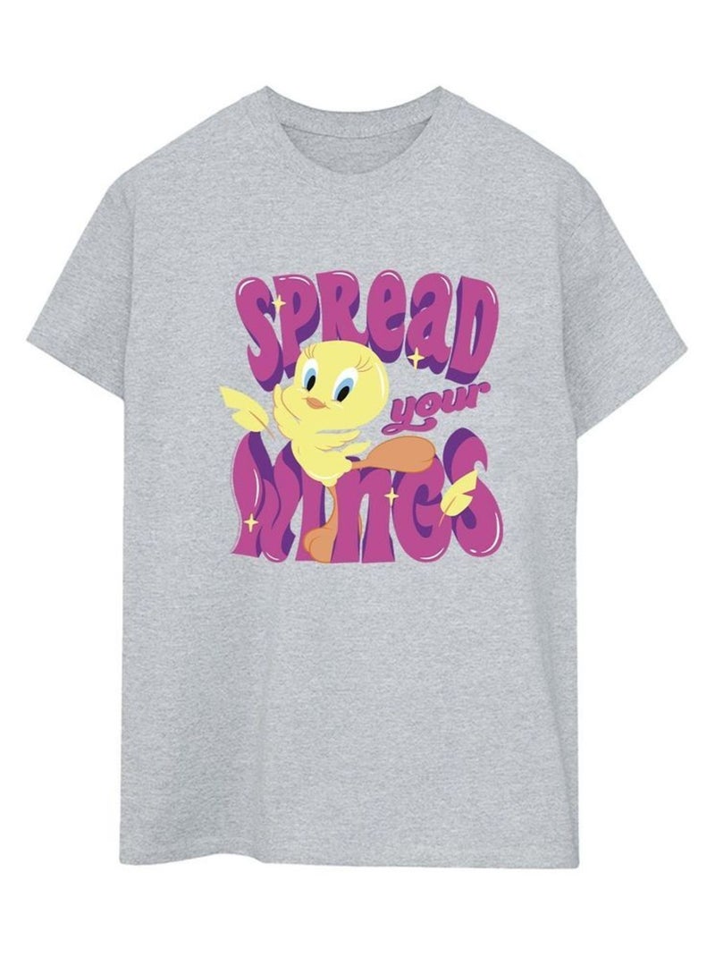 Looney Tunes - T-shirt TWEEDAY SPREAD YOUR WINGS Gris chiné - Kiabi