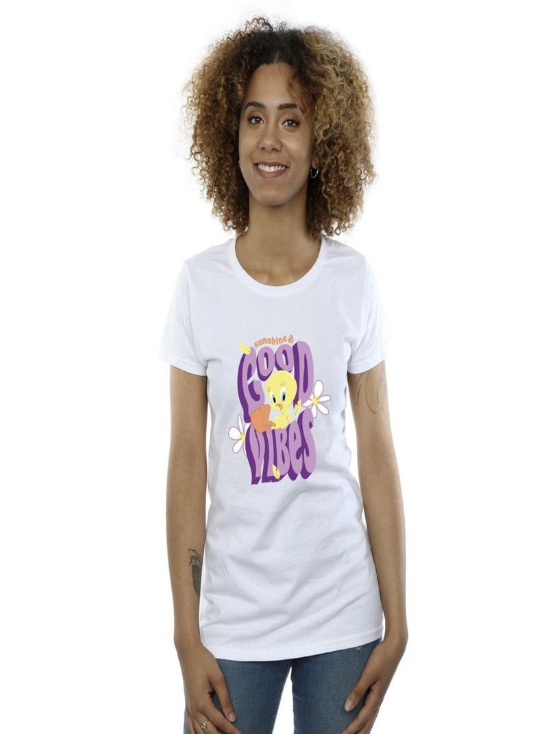 Looney Tunes - T-shirt TWEEDAY SUNSHINE & GOOD VIBES Blanc - Kiabi
