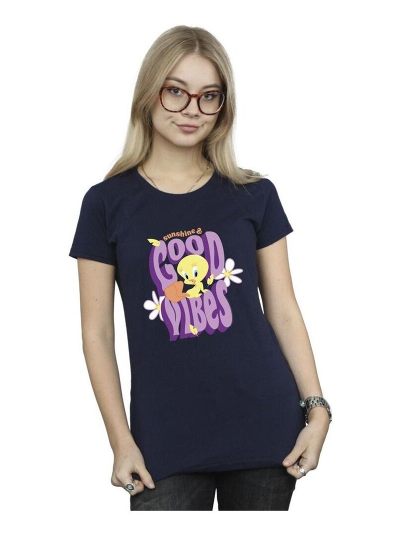 Looney Tunes - T-shirt TWEEDAY SUNSHINE & GOOD VIBES Bleu marine - Kiabi