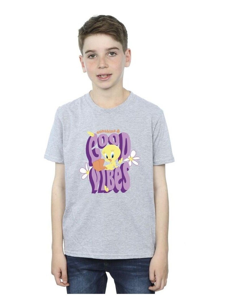 Looney Tunes - T-shirt TWEEDAY SUNSHINE & GOOD VIBES Gris chiné - Kiabi