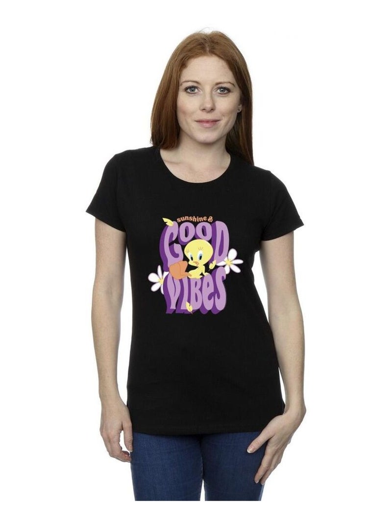 Looney Tunes - T-shirt TWEEDAY SUNSHINE & GOOD VIBES Noir - Kiabi