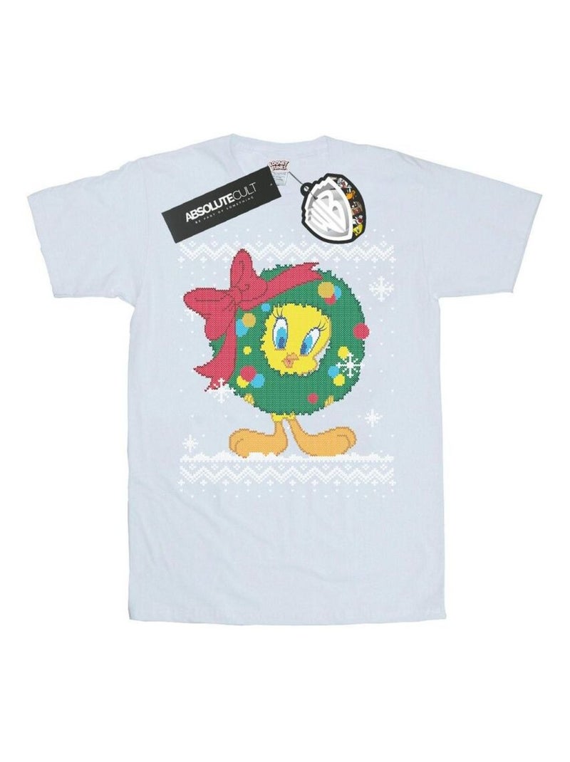 Looney Tunes - T-shirt TWEETY PIE CHRISTMAS FAIR ISLE Blanc - Kiabi