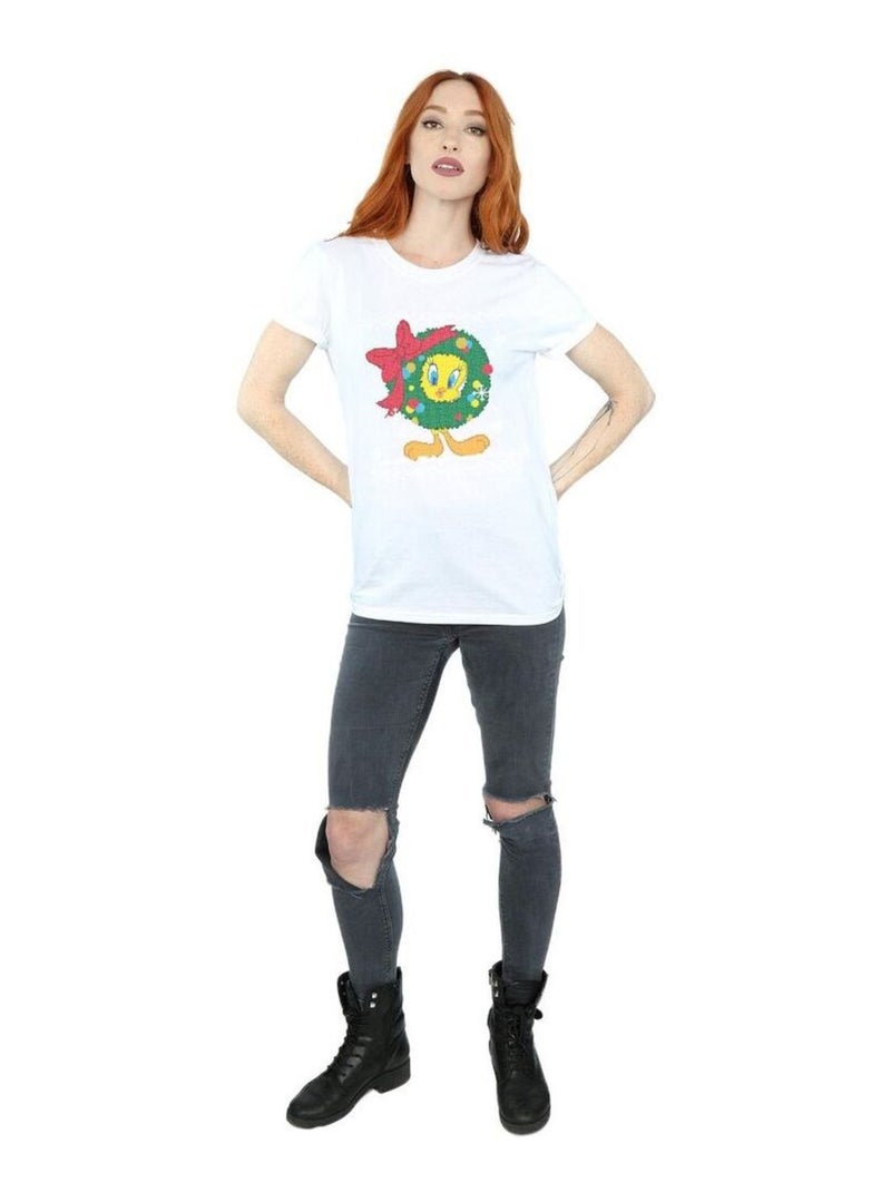 Looney Tunes - T-shirt TWEETY PIE CHRISTMAS FAIR ISLE Blanc - Kiabi