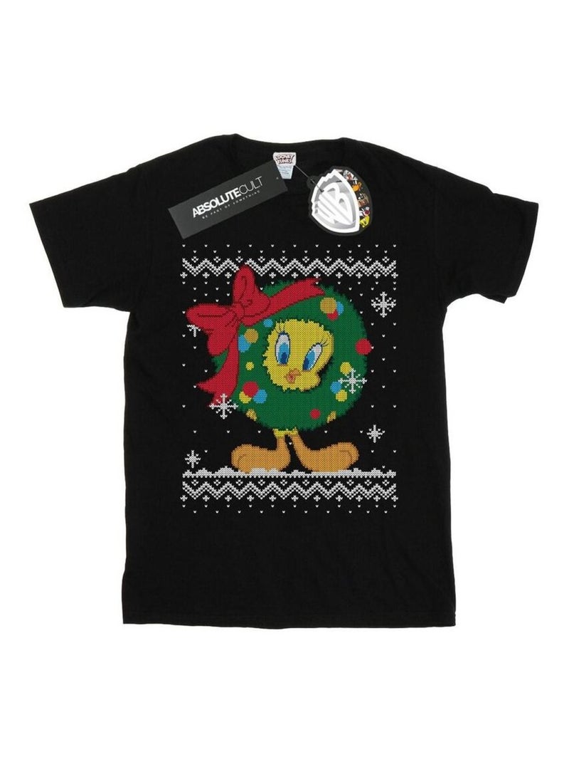 Looney Tunes - T-shirt TWEETY PIE CHRISTMAS FAIR ISLE Noir - Kiabi