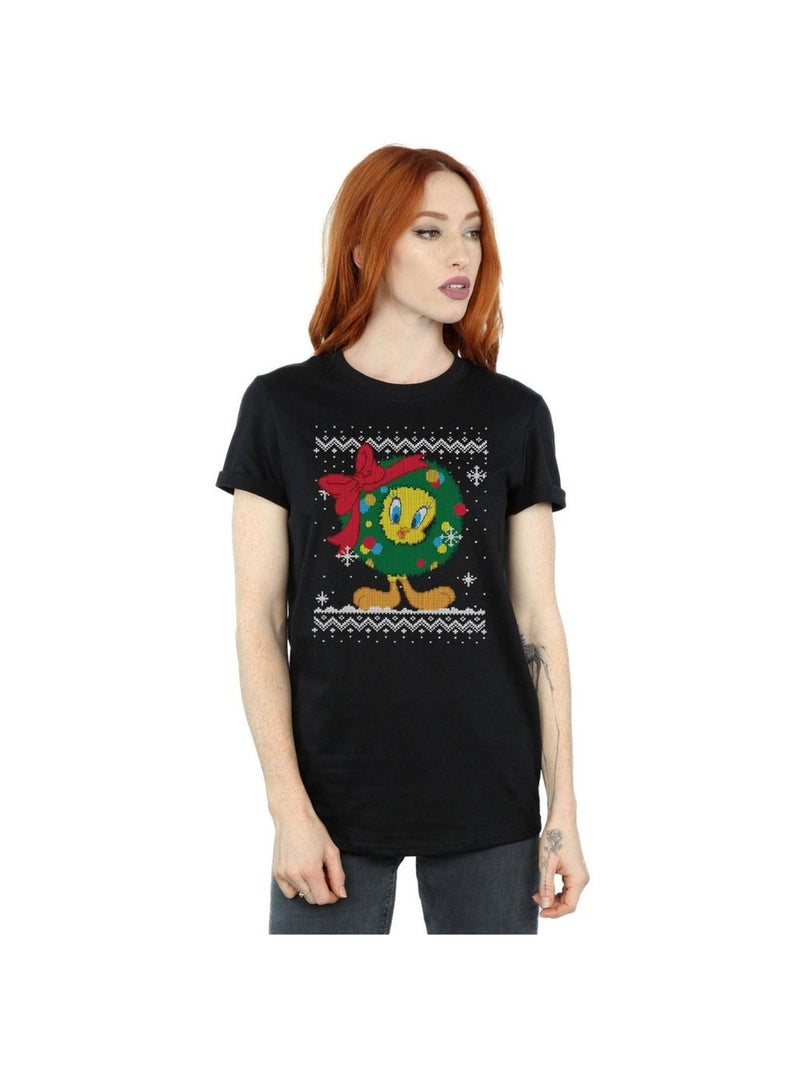 Looney Tunes - T-shirt TWEETY PIE CHRISTMAS FAIR ISLE Noir - Kiabi