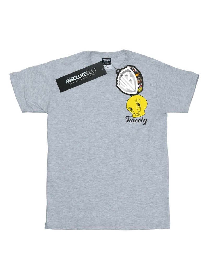 Looney Tunes - T-shirt TWEETY PIE HEAD Gris chiné - Kiabi