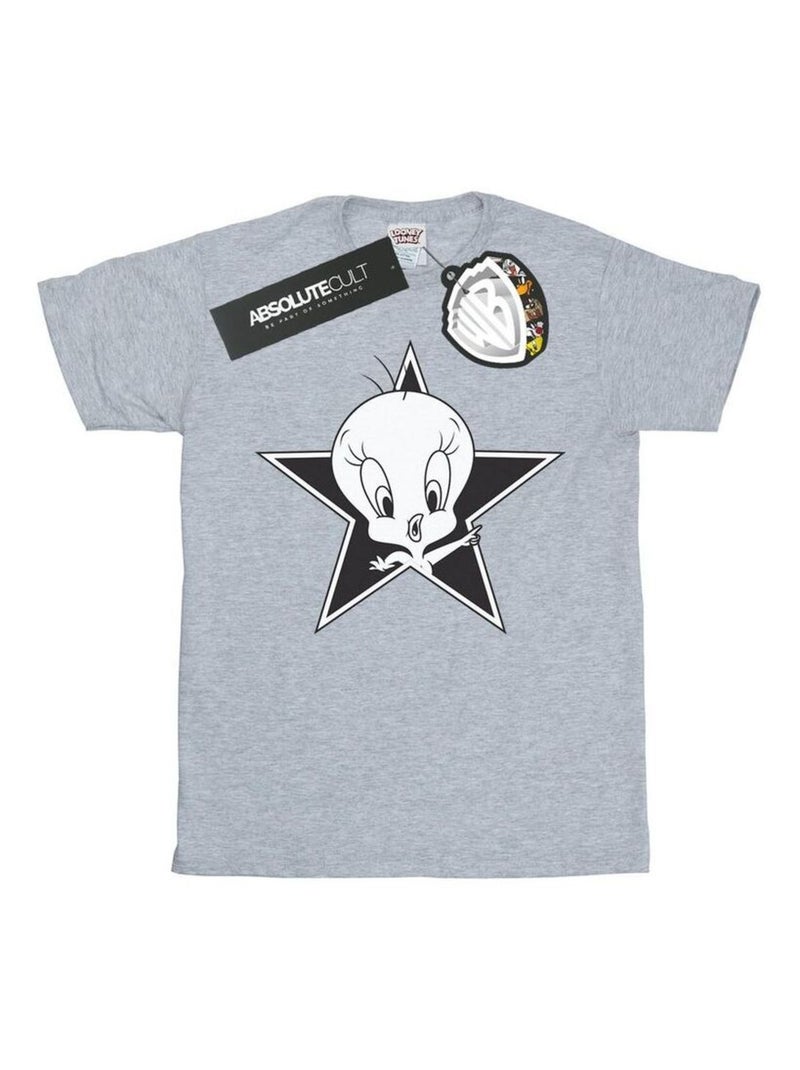 Looney Tunes - T-shirt TWEETY PIE MONO STAR Gris chiné - Kiabi