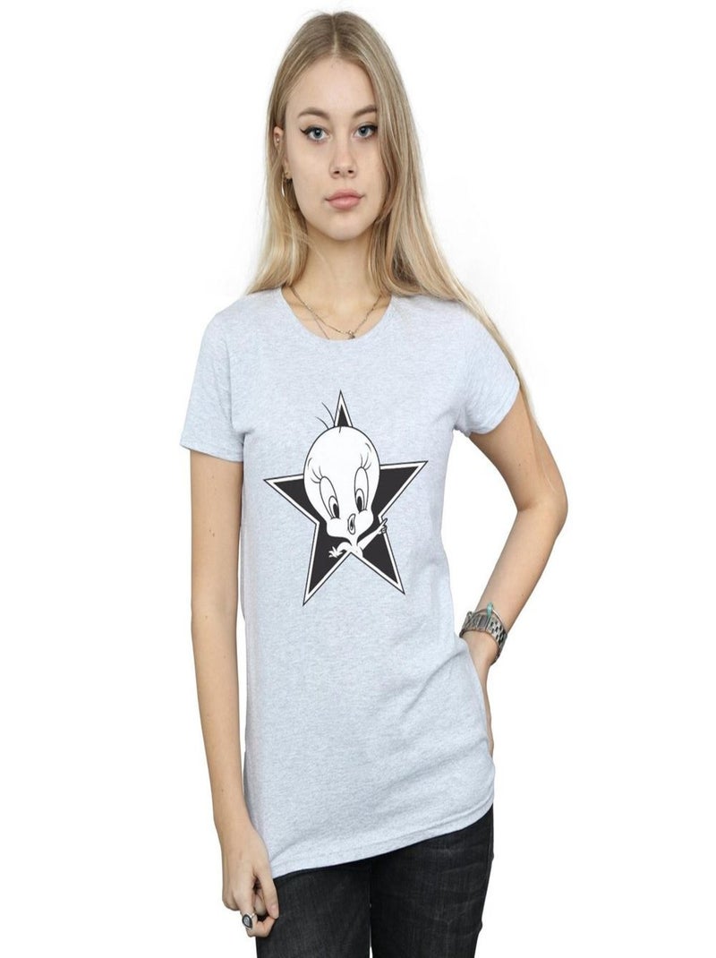 Looney Tunes - T-shirt TWEETY PIE MONO STAR Gris chiné - Kiabi