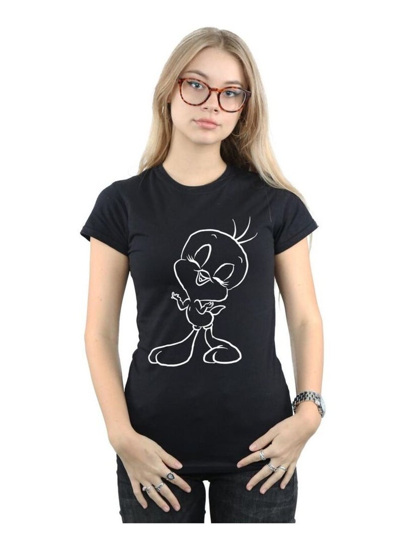 Looney Tunes - T-shirt TWEETY PIE OUTLINE Noir - Kiabi
