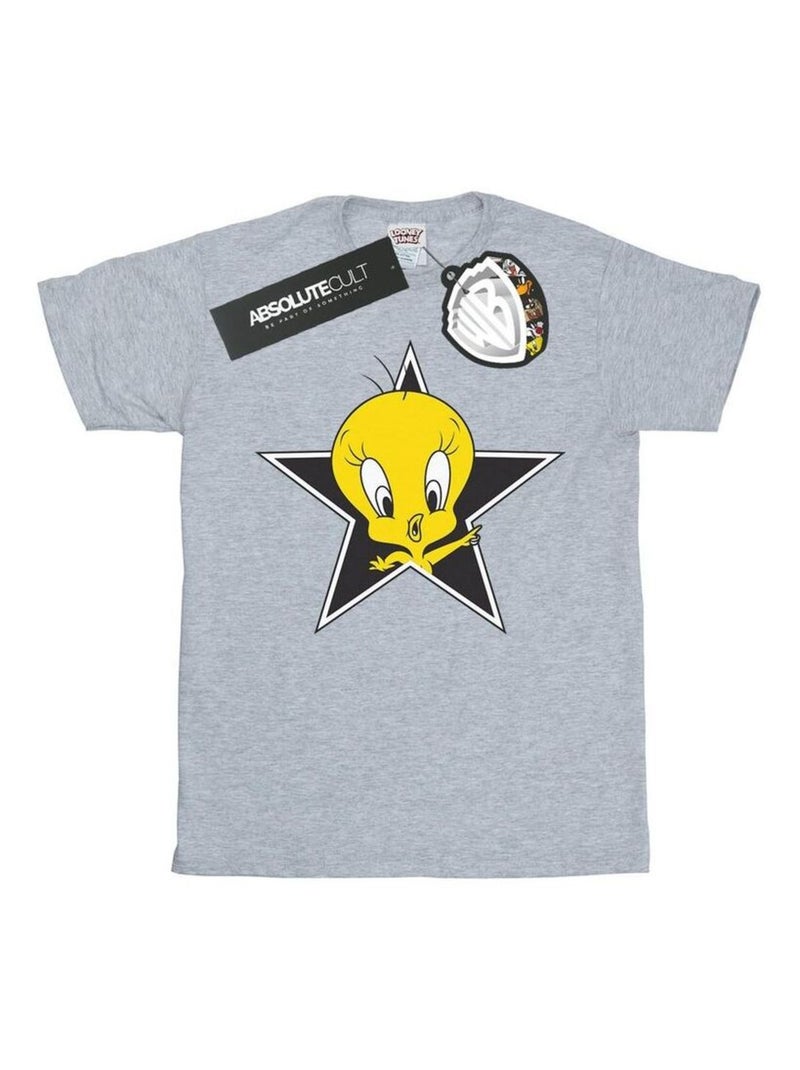 Looney Tunes - T-shirt TWEETY PIE STAR Gris chiné - Kiabi