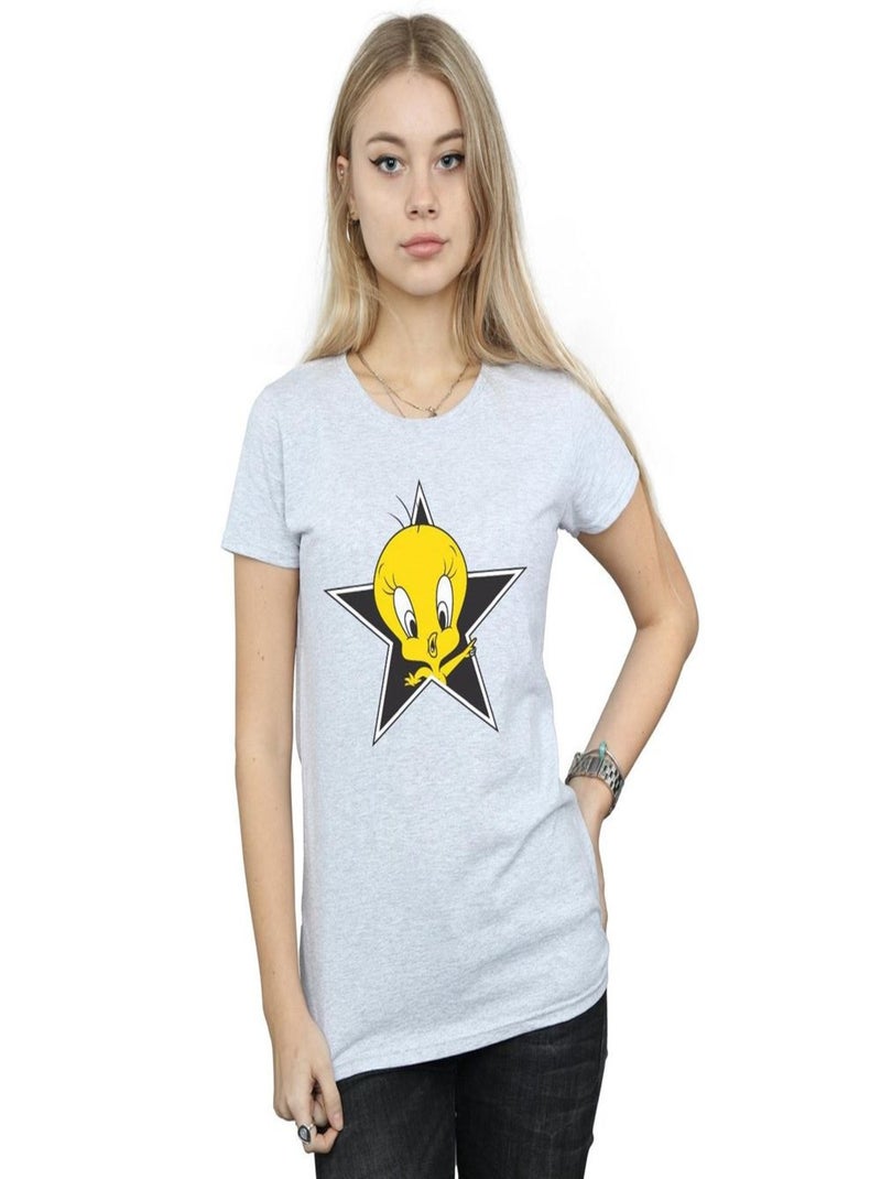 Looney Tunes - T-shirt TWEETY PIE STAR Gris chiné - Kiabi