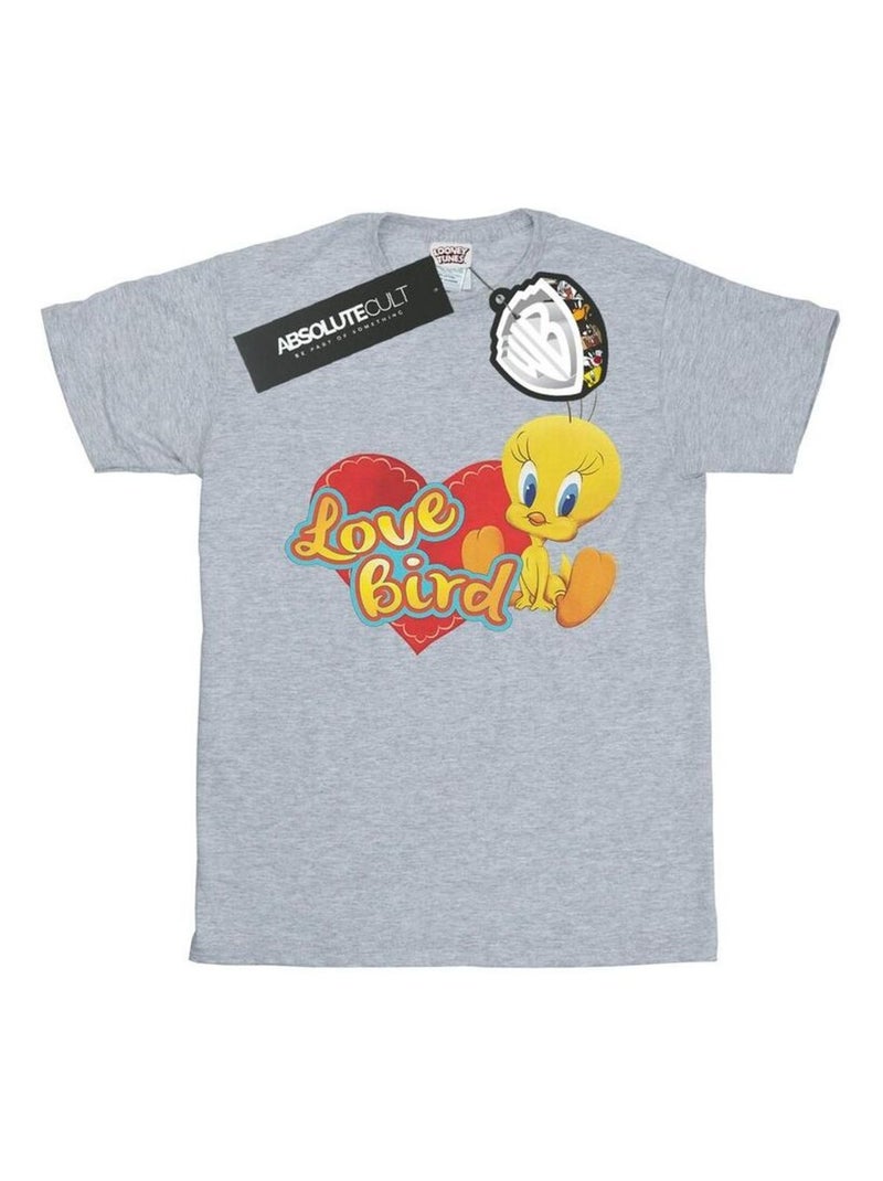 Looney Tunes - T-shirt TWEETY PIE VALENTINE'S DAY LOVE BIRD Gris chiné - Kiabi