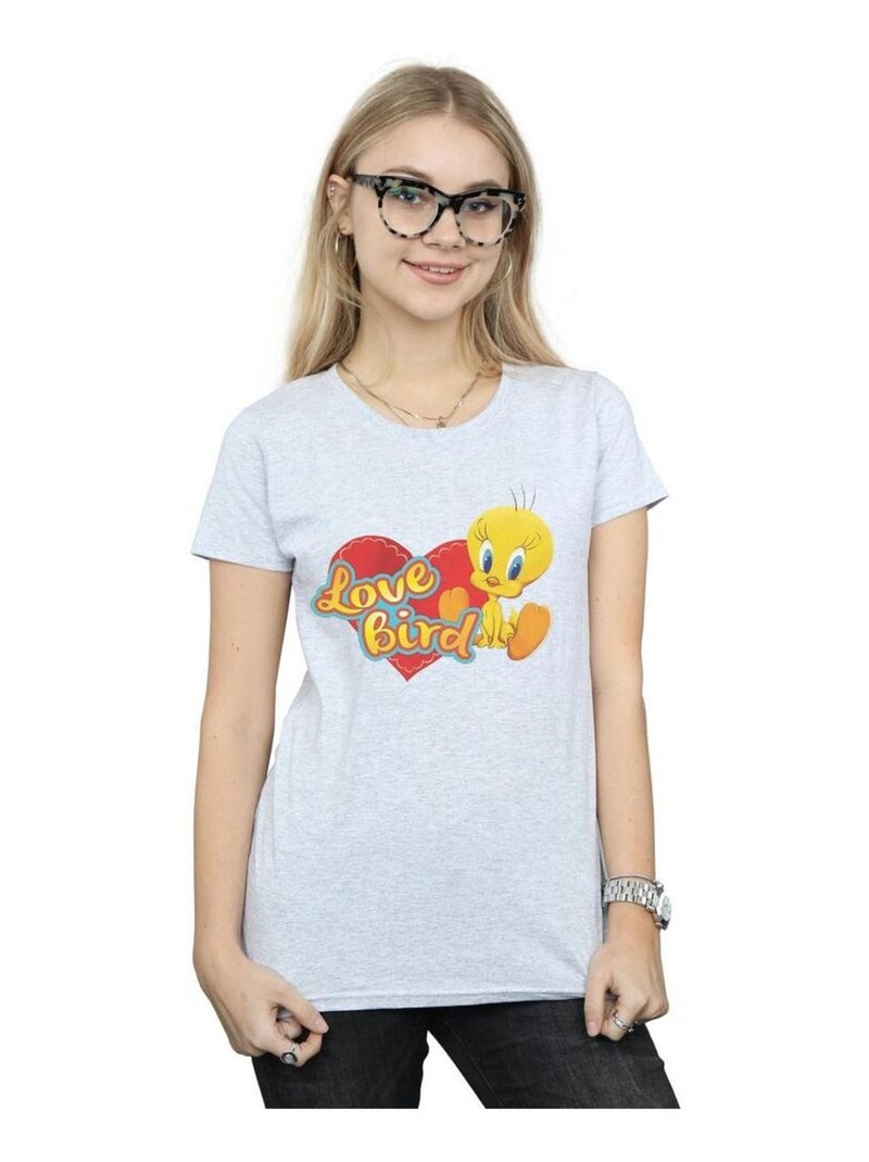Looney Tunes - T-shirt TWEETY PIE VALENTINE'S DAY LOVE BIRD Gris chiné - Kiabi