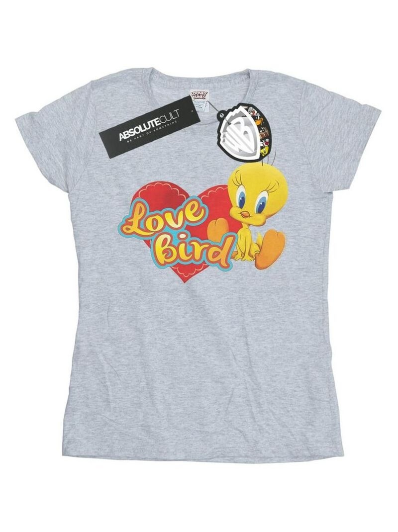 Looney Tunes - T-shirt TWEETY PIE VALENTINE'S DAY LOVE BIRD Gris chiné - Kiabi