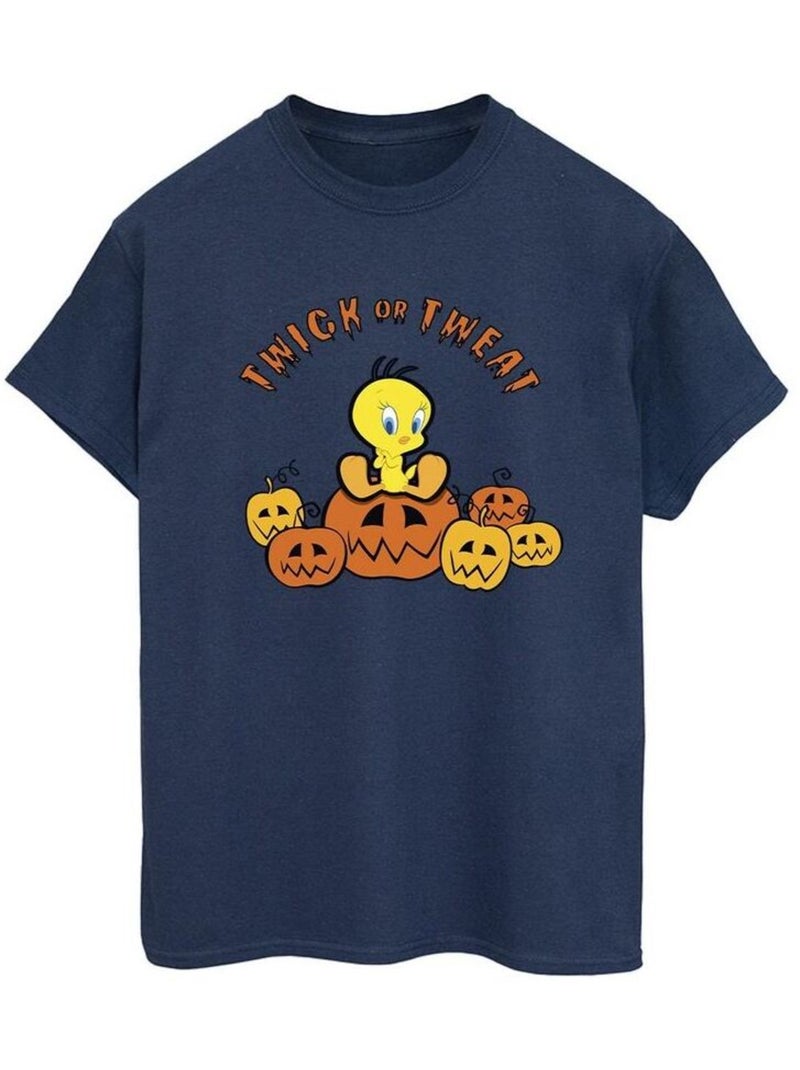 Looney Tunes - T-shirt TWICK OR TWEAT Bleu marine - Kiabi