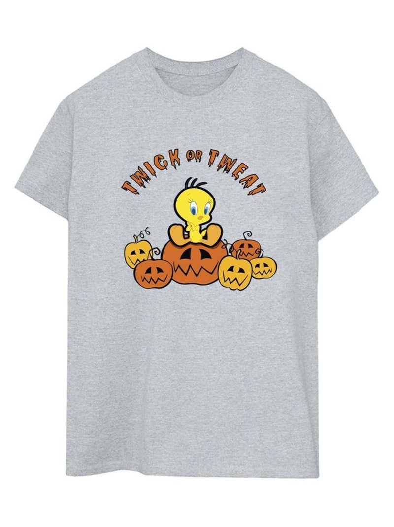 Looney Tunes - T-shirt TWICK OR TWEAT Gris chiné - Kiabi