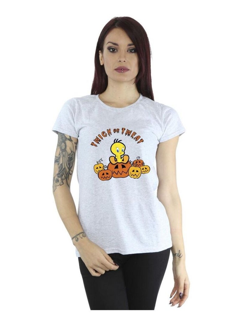 Looney Tunes - T-shirt TWICK OR TWEAT Gris chiné - Kiabi
