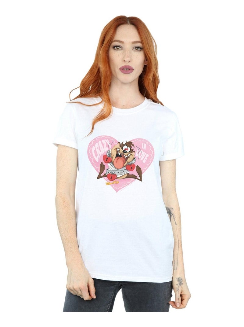 Looney Tunes - T-shirt VALENTINE'S DAY CRAZY IN LOVE Blanc - Kiabi