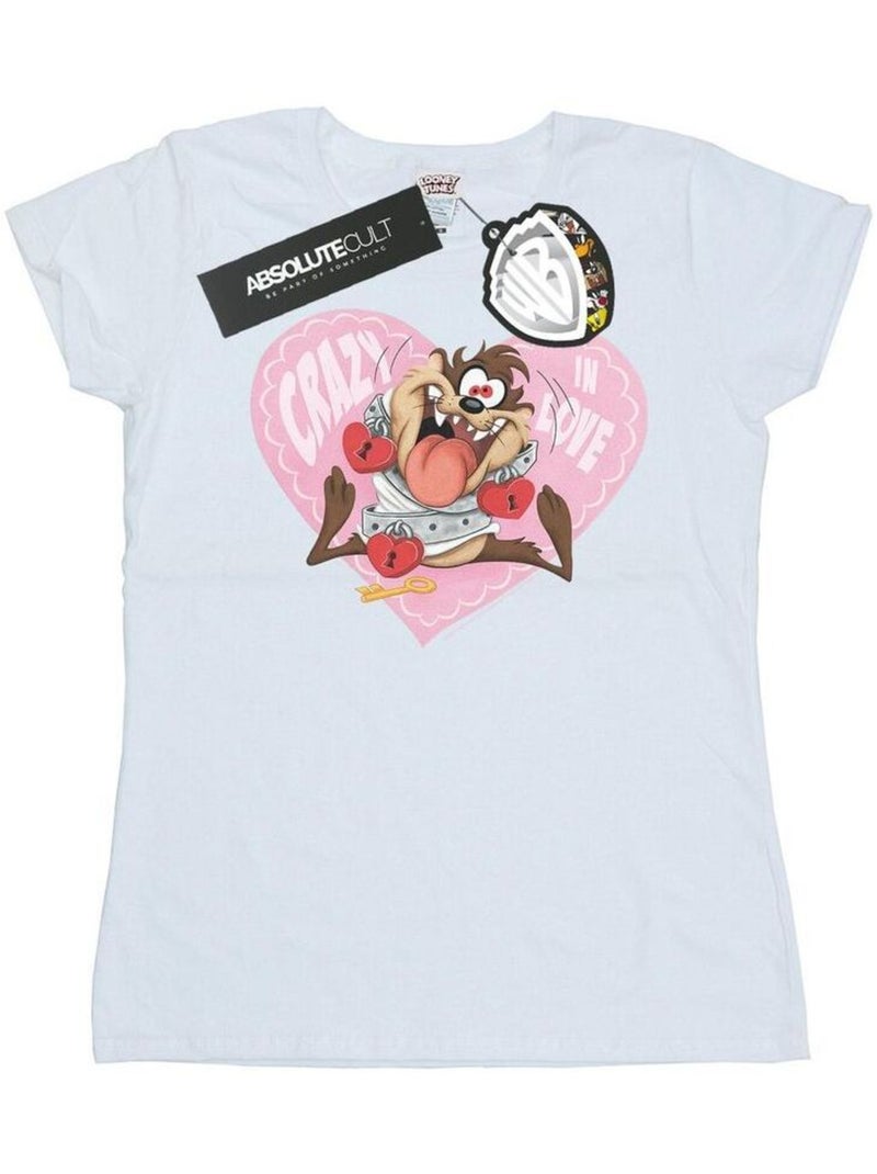 Looney Tunes - T-shirt VALENTINE'S DAY CRAZY IN LOVE Blanc - Kiabi