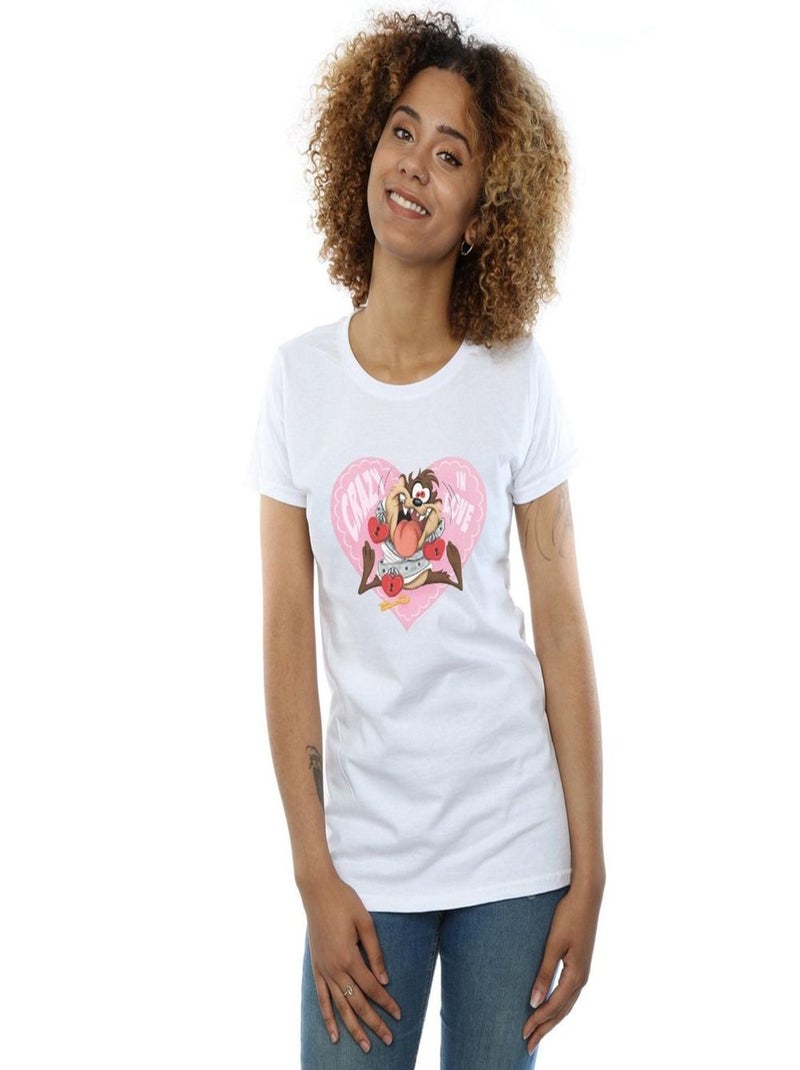Looney Tunes - T-shirt VALENTINE'S DAY CRAZY IN LOVE Blanc - Kiabi
