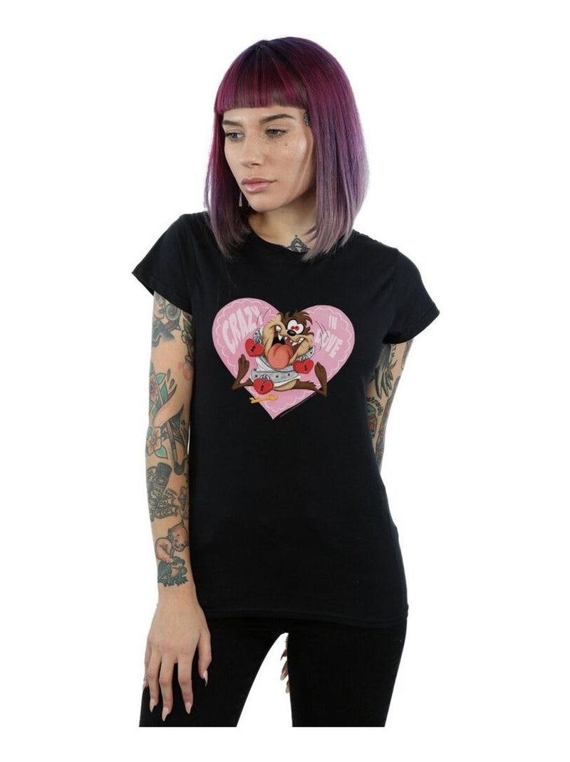 Looney Tunes - T-shirt VALENTINE'S DAY CRAZY IN LOVE Noir - Kiabi