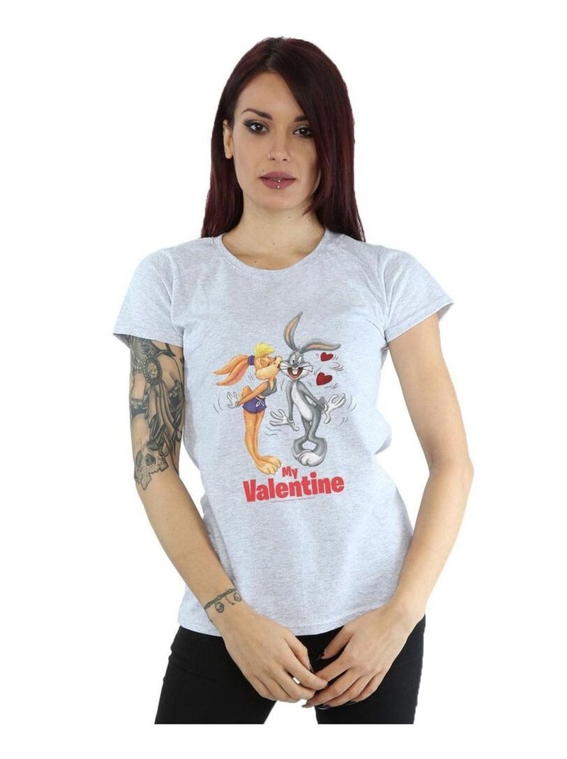 Looney Tunes - T-shirt VALENTINE'S DAY Gris chiné - Kiabi