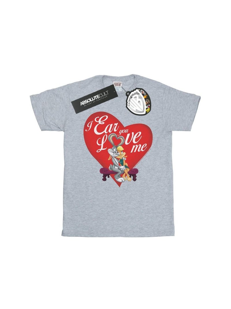 Looney Tunes - T-shirt VALENTINE'S DAY LOVE ME Gris chiné - Kiabi