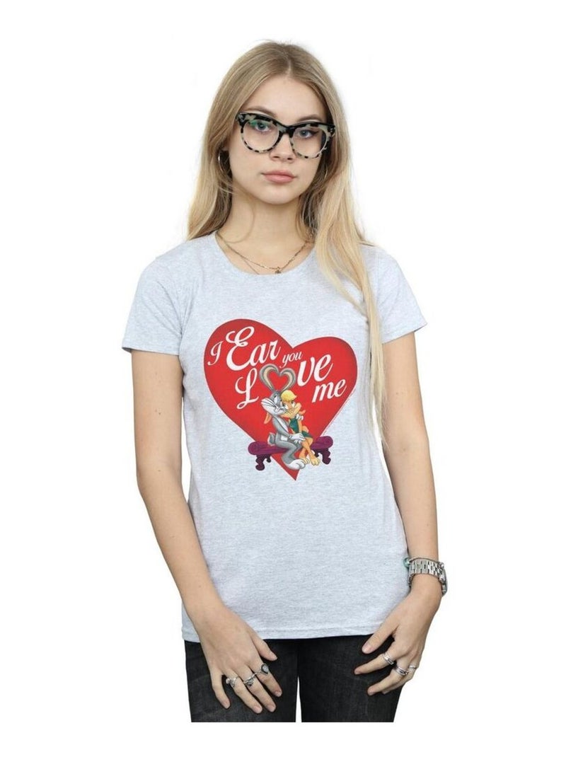 Looney Tunes - T-shirt VALENTINE'S DAY LOVE ME Gris chiné - Kiabi